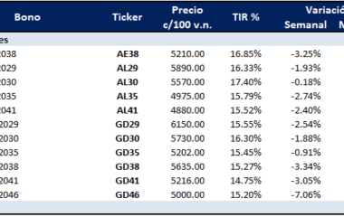 Bonos argentinos en dólares al 11 de diembre 2020