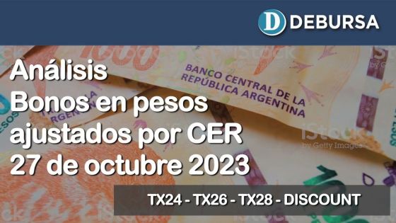 Bonos argentinos en pesos ajustados por CER al 27 de octubre 2023