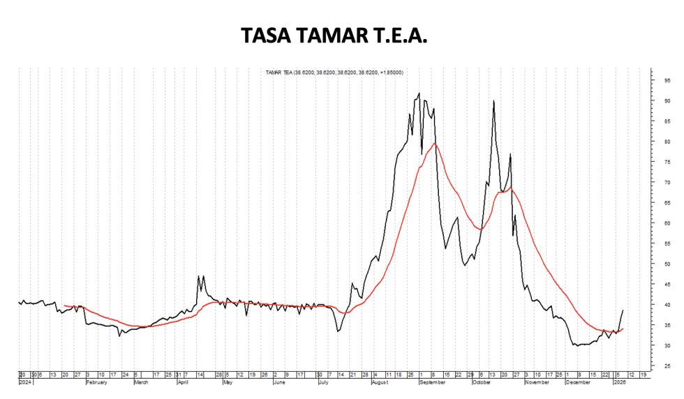Tasa Badlar TEA al 9 de enero 2026
