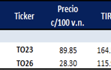 Bonos argentinos en pesos al 28 de julio 2023