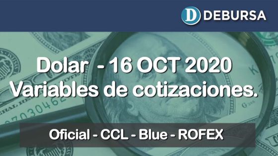 Dólar - Variantes de cotizaciones al 16 de octubre 2020.