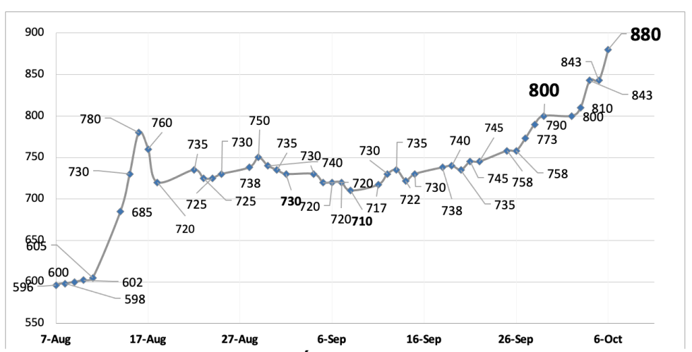 Evolución de las cotizaciones del dolar al 6 de octubre 2023