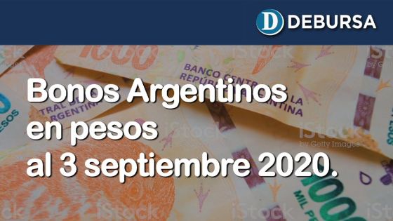 Bonos argentinos en pesos al 3 de septiembre 2020