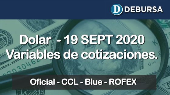 Dólar - Variantes de cotizaciones al 18 de septiembre 2020.