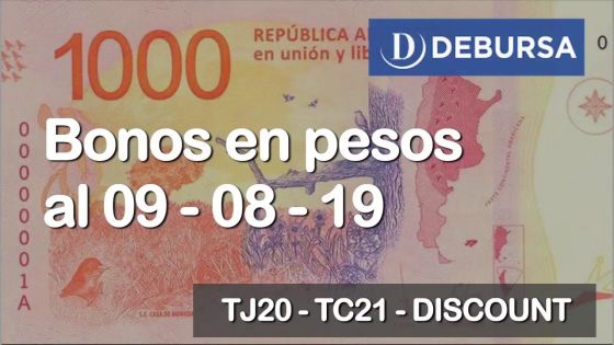 Bonos argentinos en pesos al 9 de Agosto 2019