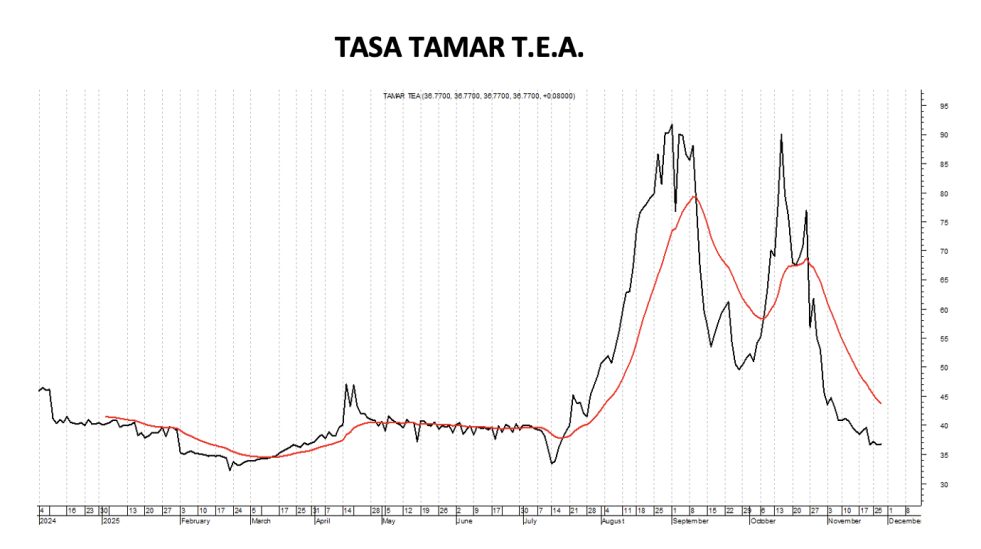 Tasa Badlar TEA al 28 de noviembre 2025