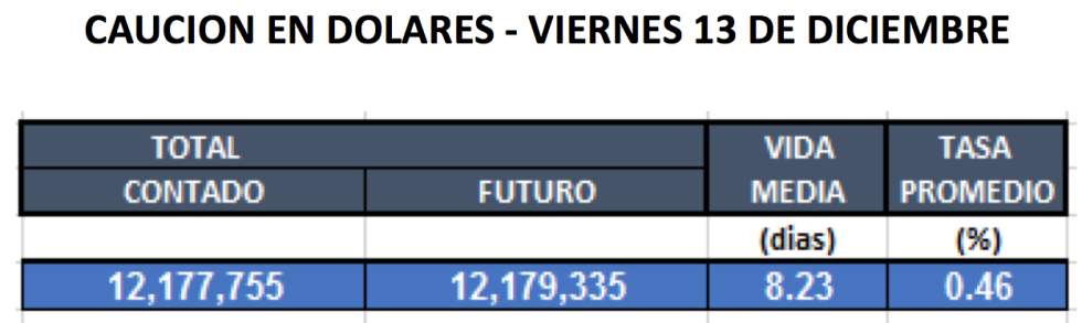 Cauciones en dólares al 13 de diciembre 2019