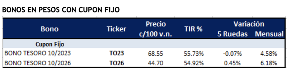  Bonos argentinos en pesos al 28 de enero 2022