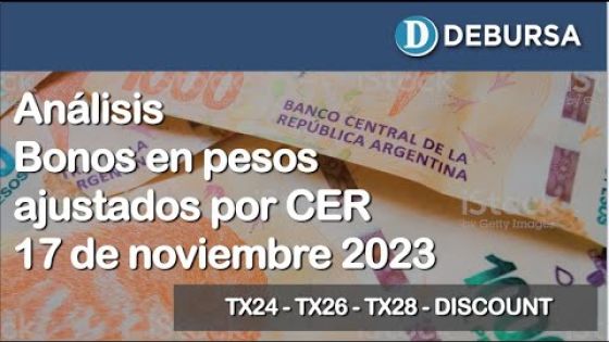 Bonos argentinos en pesos ajustados por CER al 17 de noviembre 2023