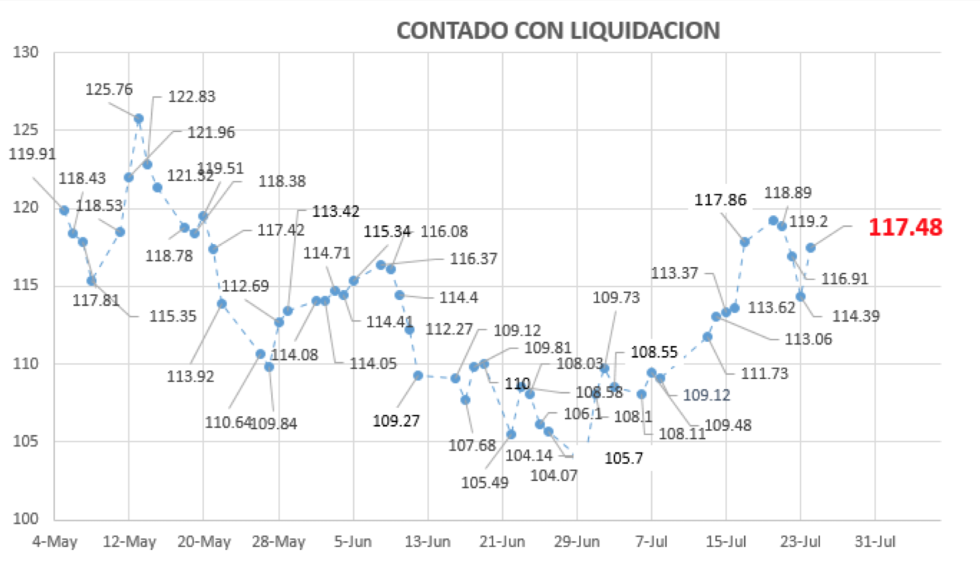 Bonos argentinos en dólares - Contado con Liqui al 24 de julio 2020