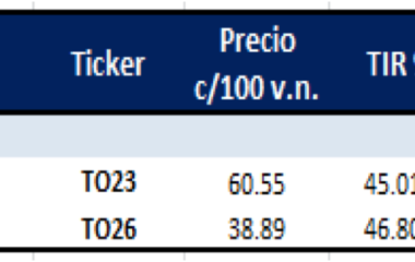 Bonos argentinos en pesos al 15 de octubre 2021