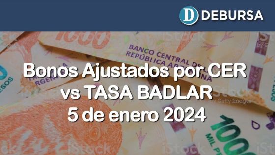 Bonos argentinos en pesos ajustados por CER al 5 de enero 2024