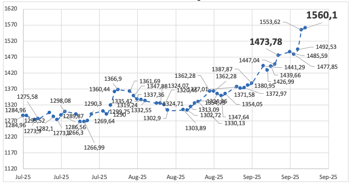 Evolución de las cotizaciones del dólar al 19 de septiembre 2025