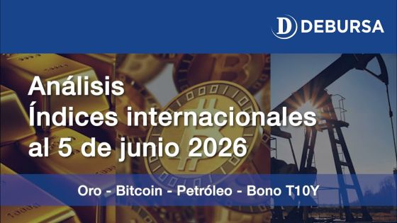 Analisis  índices internacionales: Oro, Petróleo, Bitcoin y Bono Treasury 10 años al 5 de junio 2026