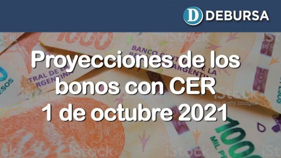 Proyecciones de bonos argentinos en pesos ajustados por CER al 1 de octubre 2021