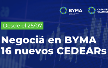 BYMA incorpora 16 nuevos Certificados de Depósito Argentinos (CEDEARs) para su negociación. 