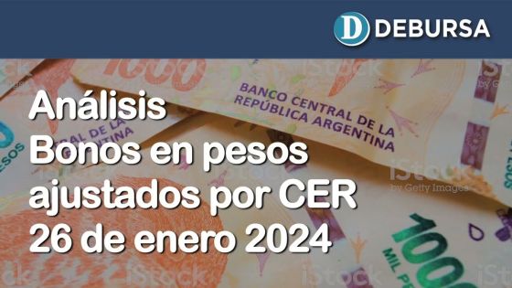 Bonos argentinos en pesos ajustados por CER al 26 de enero 2024