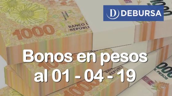 Bonos argentinos en pesos al 1ro de abril 2019