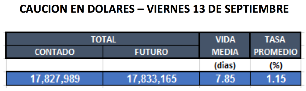 Cauciones en dolares al 13 de septiembre 2019