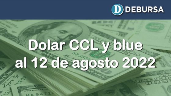 Evolución del Dólar CCL y blue al 12 de agosto 2022