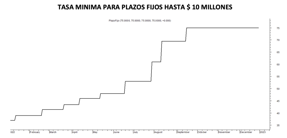 Tasa mínima de plazos fijos al 30 de diciembre 2022