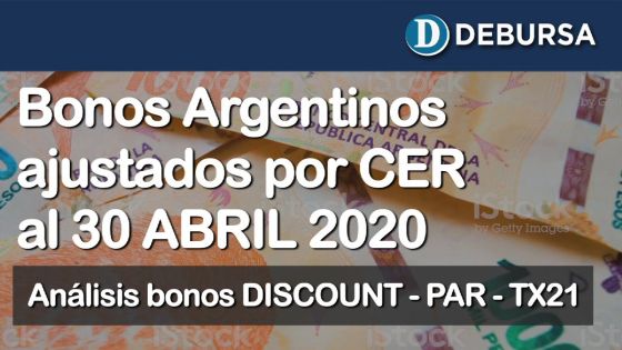 Bonos argentinos en pesos ajustados por CER al 30 de abril 2020