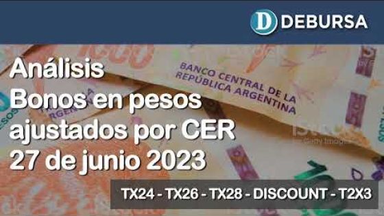 Bonos argentinos en pesos ajustados por CER al 27 de junio 2023