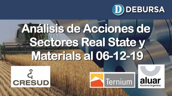 Índice SP MERVAL - Sectores Real State (Agro) y Materials al 6 de diciembre 2019